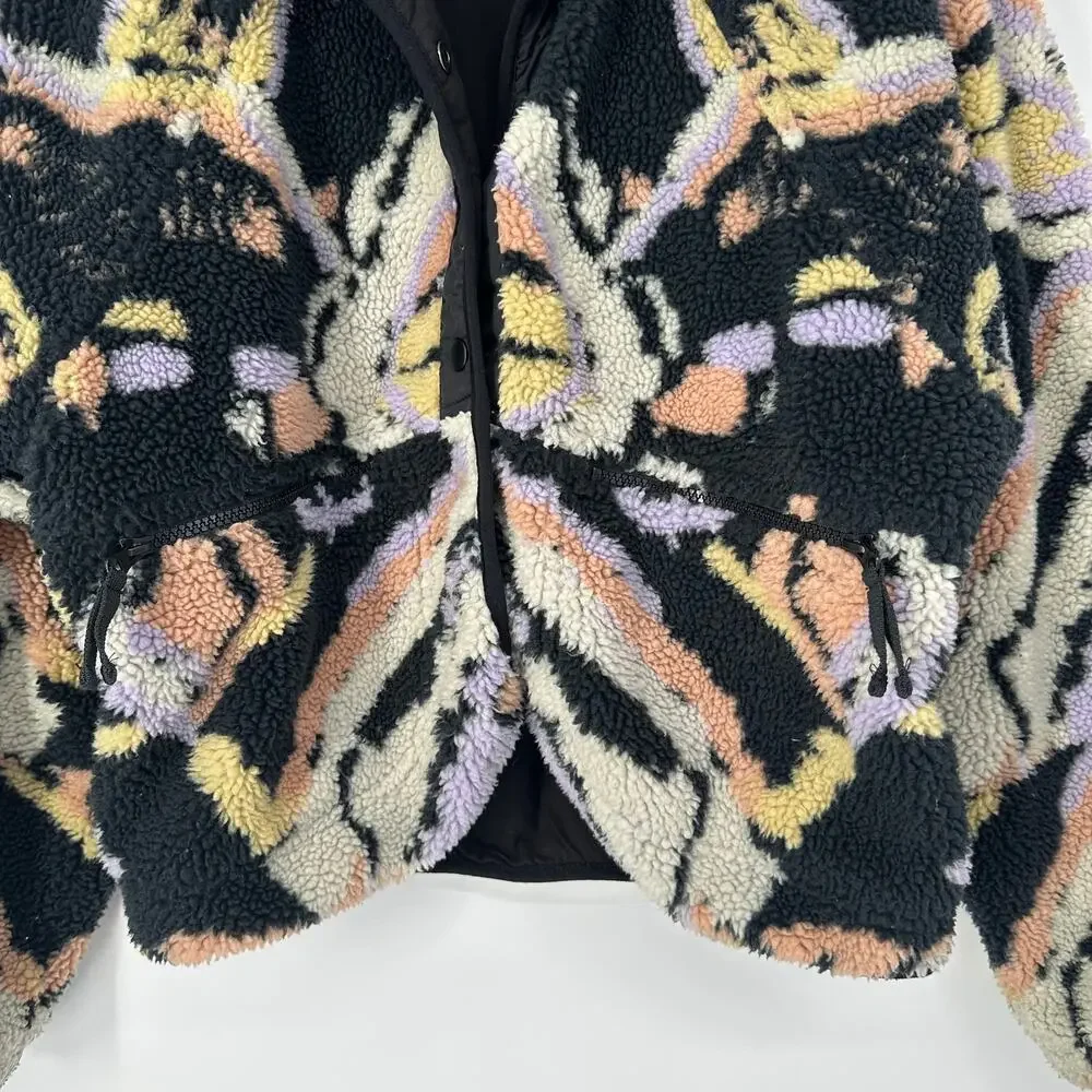 Free People FP Movement Hit The Slopes Rocky Ridge Printed Jacket Sherpa Fleece